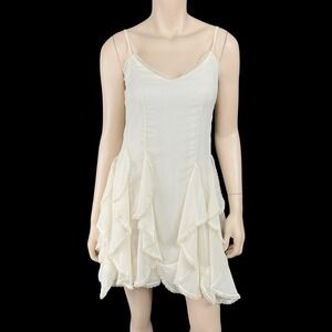 Thirty Thirty Dress Women Medium Ivory Ruffle Mini Flowy Bohemian‎ Festival NWT